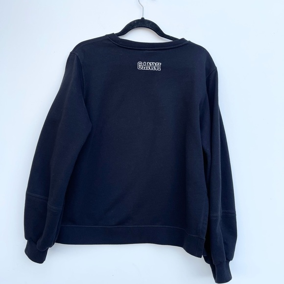 Ganni Software Isoli Puff Sleeve Sweatshirt Black - Picture 5 of 6